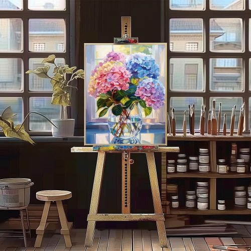 Natuyalo Paint by Numbers Kit for Adults Beginners and Kids, 16" Wx20 L Canvas Pictures Drawing Acrylic Paintwork with 3 Pcs Paintbrushes, Colorful Flowers in Vase