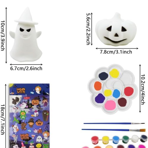 Pinkiwine 2 Pack Halloween Paint Your Own Pumpkin Ghost LED Night Lights Crafts Kit for Kids Boys Girls Halloween Toys Halloween Treat Bags Gifts Party Favors