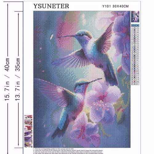 Hummingbird Diamond Art Kits for Adults, Birds Round Full Drill Diamond Painting Kits for Beginners Gem Art Painting Kits, DIY 5D Diamond Dots Painting with Diamond Arts and Crafts Decor 12x16inch