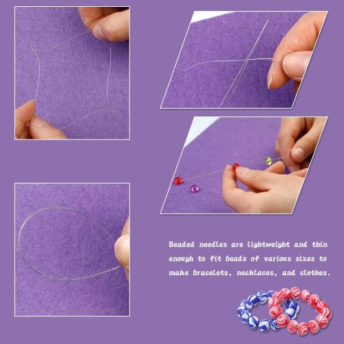 58 Pcs Beading Needles for Jewelry Making, Big Eye Beading Needles Ultra-Thin Stainless Steel Craft Seed Bead Needles, Flexible Eye, Perfect for Beading, Embroidery & DIY Crafts