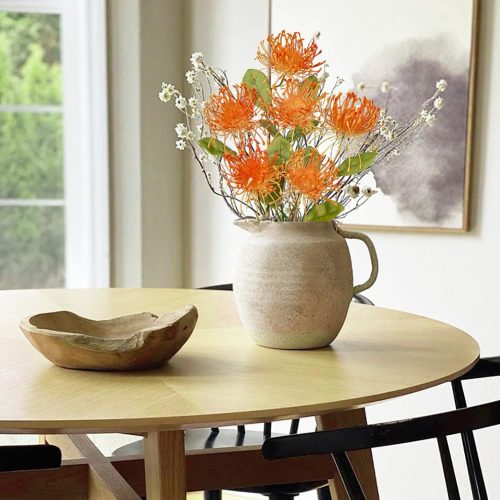 Hollyone 33" Orange Artificial Mums for Outdoors Fall Flowers Fake Fall Mums Faux Chrysanthemum 2Pcs Faux Spider Mum Flower Arrangement with 3 Heads Long Stem Centerpiece Bouquet Decorations for Home
