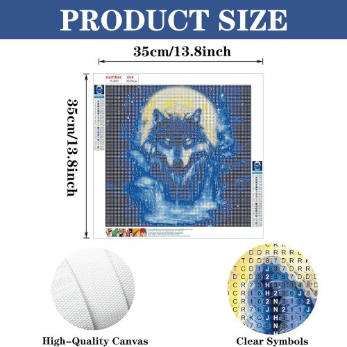 Eiflow DIY Diamond Art Kit for Adults Wolf, 5D Diamonds Painting Kit Craft Gem Art Animal Full Round Drill(13.8x13.8inch/35x35cm)