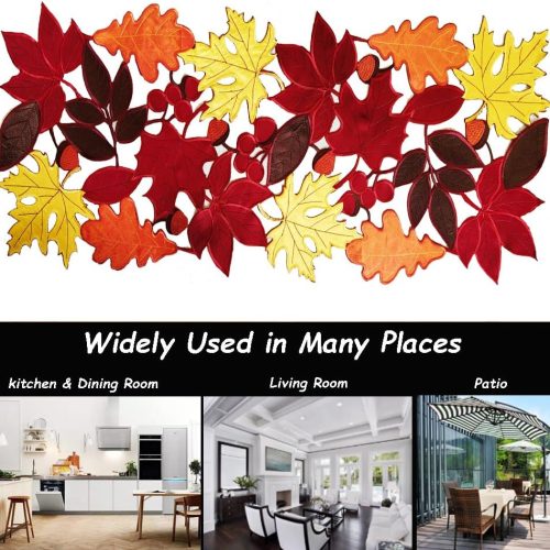 AMZALI Fall Table Runner Cutwork Embroidered Maple Leaves Dresser Scarf Harvest Table Topper for Thanksgiving's Day Home Holiday Party Decoration Runner 14"x 36"
