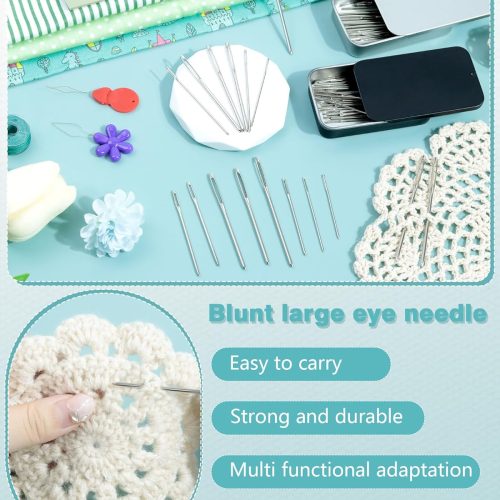 FIVEIZERO 80/40 PCS Large-Eye Blunt Needles,8 Sizes Stainless Steel Yarn Knitting Needles,Sewing Needles,Crafting Knitting Weaving Stringing Needleswith Threaders for Finishing Off Crochet Projects CJ