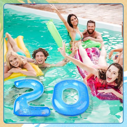 Inflatable Pool Floats Number, 20 Inch Blue Number 0-9 Giant Pool Birthday Party Decorations Balloon for Summer Graduation Party Supplies Indoor Outdoor Backdrop Decor