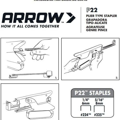 Arrow P22 Heavy Duty Handheld Plier Stapler for Crafts, Office, and Insulation, Uses 1/4-Inch and 5/16-Inch Staples