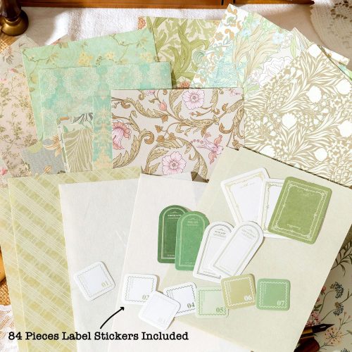 240 Pcs Vintage Floral Scrapbook Paper & Textured Paper & Label Journaling Stickers Assorted Set - 6 Pack Mixed Special Paper for Scrapbooking Planner Junk Journal Supplies Collage 4.1x5.8 Inch A6