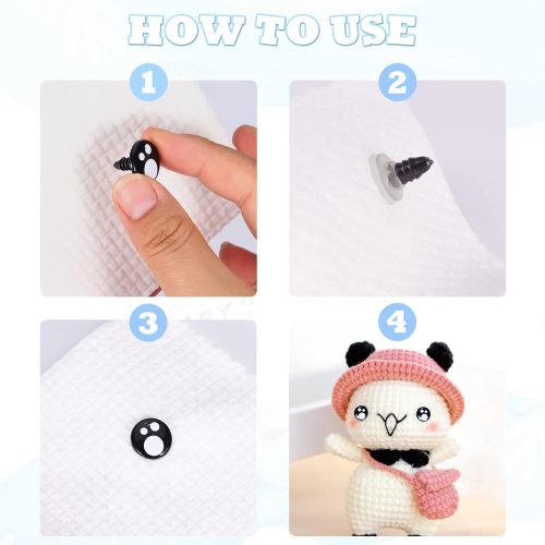 Ecavria [400PCS] Safety Eyes for Amigurumi, 8-16mm Black Crochet Eyes with Washers, Oval &Round Craft Eyes, Kawaii Doll Eyes for Crochet Toys Stuffed Animals