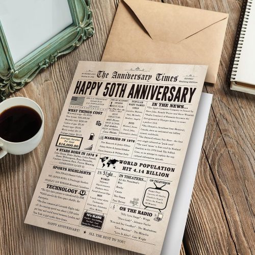 Jumbo 50th Anniversary Card for Women Men, Funny 50th Wedding Anniversary Decorations for Mom Dad, Romantic 50 Year Anniversary Card Gift for Wife Husband, Golden Wedding Gift