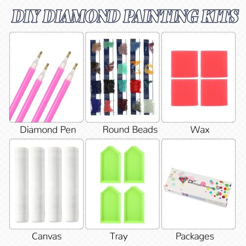 4 Sets Moth and Moon Diamond Painting Moon Moth DIY 5D Diamond Painting Kits Art with Accessories and Tools for Adults Beginners Craft Home Wall Decor, 4 Styles