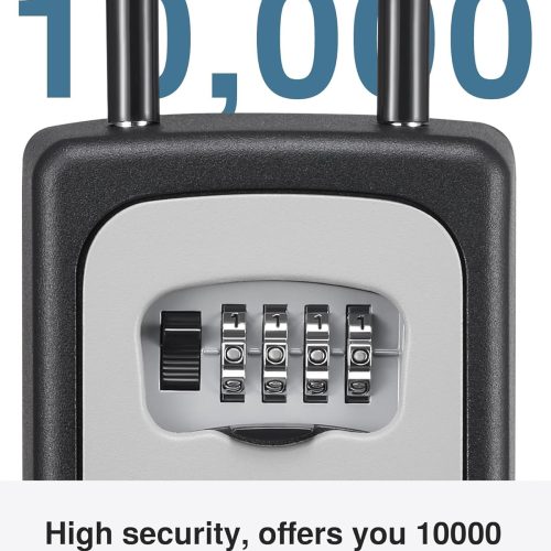 Puroma Lock Box, Large Key Lock Box Resettable Combination Code Lockbox, Portable Wall Mount Lockbox Security Safe Box for Outside Outdoor Home Office Door Handle House Key, Gray (1 Pack)