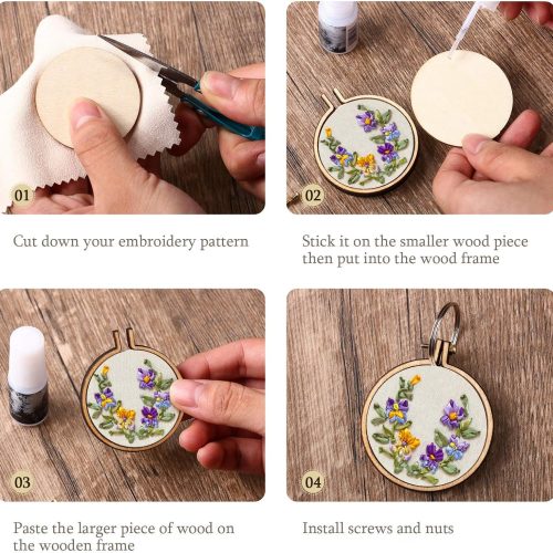 Mini Embroidery Hoop Wooden Mini Stitch Hoop Ring for DIY Pendant Crafts, Round, Oval Vertical, Oval Horizontal(16 Sets)