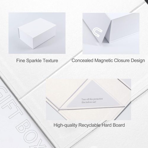 8x8x4 Inches Gift Box with Magnetic Closure Lid, White Magnetic Box for Wedding, Groomsmen Bridesmaid Proposal, Birthdays, Mother's Day, 1 Pack