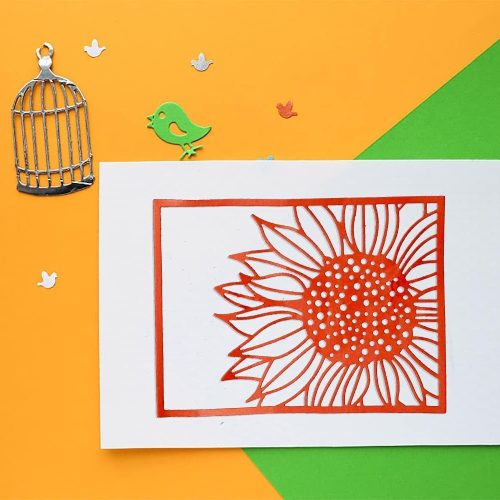 Hying Metal Sunflower Frame Cutting Dies for Card Making, Fall Frame Dies Thanksgiving Flowers Die Cuts for Crafting Stencil Embossing Tool Scrapbooking DIY Etched Craft Dies