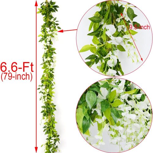 HANDIC Wisteria Garland 5pack 33Ft Artificial Fake Wisteria Vine Hanging Flowers Fake Vines Plants