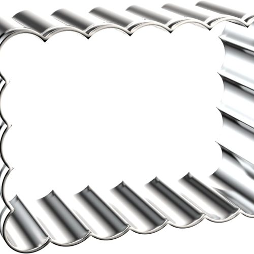 Rectangle Cookie Cutter Set with Scalloped Edge Assorted Sizes - 5 Inch, 4 Inch, 3 Inch, 2 Inch - Fluted Edge Plaque Frame Rectangluar Cookie Cutters Shapes Fondant Molds - Stainless Steel