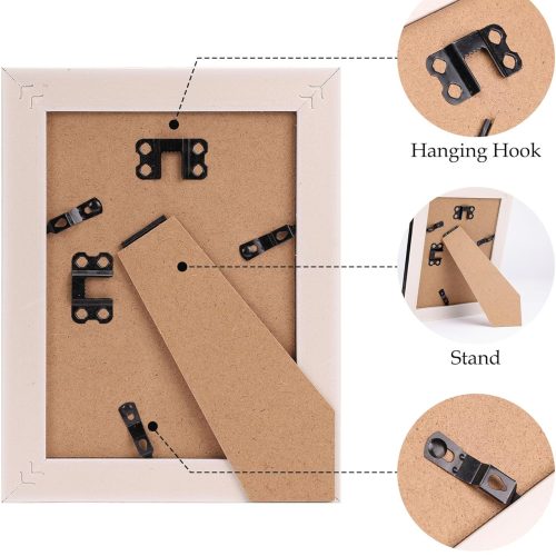 QUTREY 5x7 Picture Frames Set of 4, Multi Color Distressed 5 x 7 Photo Frames for 5 by 7 inch Pictures for Tabletop and Wall Collage