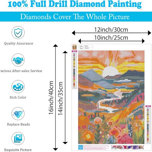 Ausanrl Diamond Art Painting Landscape-Diamond Painting for Adults,5D Diamond Painting,DIY Full Drill Diamond Painting Sunrise Gem Painting and Crafts 12x16inch