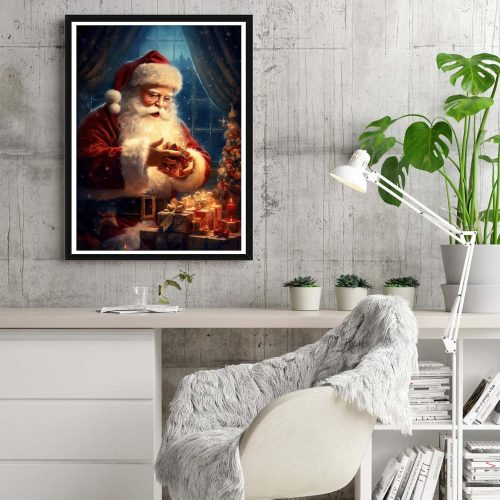 Reofrey DIY Diamond Art Painting Kits for Adults Santa Claus, Diamond Art Christmas Full Drill Round Rhinestone, Cross Stitch Embroidery Canvas for Crafts Home Decor 30x40cm