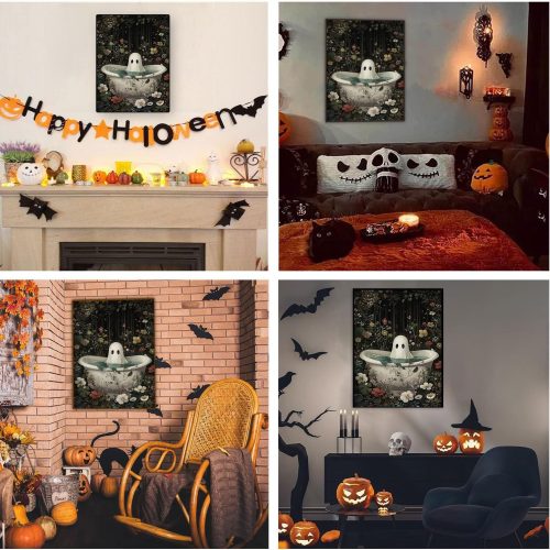Ghost Paint by Numbers Kits for Adults - Painting by Numbers Kit Halloween, Spooky Adults Paint by Number Kits on Canvas Without Frame Oil Painting Acrylic Paints for Home Wall Decor 16X20 inch