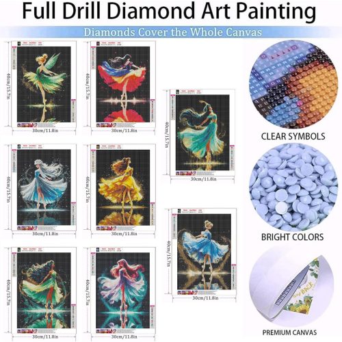 RYMILIE 8 Pack Diamond Painting Kits for Adults,Diamond Painting Kits,5D Princess Diamond Art Kits for Adults Beginner Gem Art Full Drill Diamond Dots Art Home Wall Decor 12x16inch