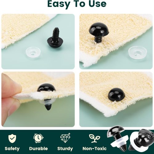 662Pcs Safety Eyes and Noses for Amigurumi, Junreox Preimum 5-14mm Safety Eyes for Crochet Stuffed Animals, Assorted Plastic Crochet Craft Eyes with Washers for Teddy Bear, Dolls, Plushies Toys, Black