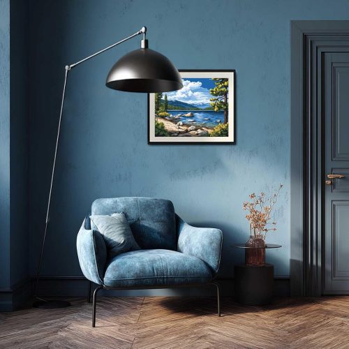 Artbrush Tower Paint by Numbers Kit Lake Tahoe, California Scenery Paint by Number for Adults, Tahoe Lakes DIY Acrylic Painting, Home Gift Travel Wall Decor - Mountains Trees Landscapes(16x20inch)
