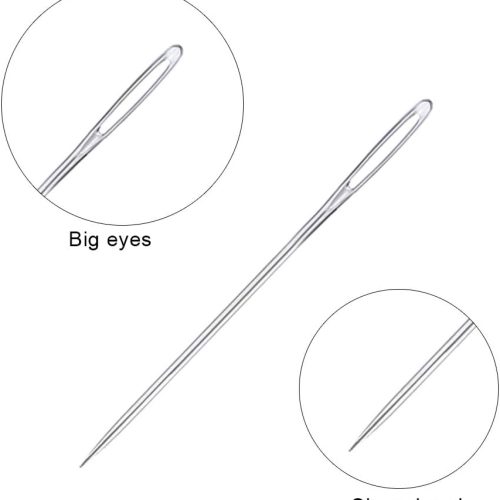 23 PCS Large Eye Sewing Needles, 2.36in Sewing Sharp Needles, Leather Embroidery Thread Needle, Stainless Steel Yarn Knitting Needle with a 3.3in Plastic Bottle