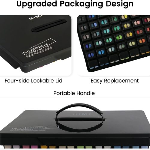 HIMI Gouache Paint Set, 112 Colors x 12g Twin Jelly Cup Design in Carrying Case, Non-Toxic Paint for Canvas and Paper, Perfect for Artists, Student, Opaque Painting (Black)