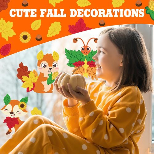 DERAYEE 12PCS Fall Animal Craft Kit for Kids, Make Your Own Animal Stickers Set DIY Fall Art Crafts Gifts for Boys Girls Thanksgiving Autumn Home Classroom Activities Party Favor Decorations