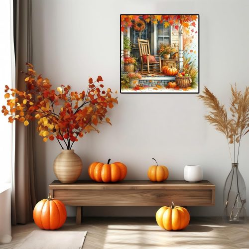 Fotasmua Autumn Chair Diamond Art Painting Kits for Adults, Fall Couryard Diamond Painting Kits for Beginners, 5D Full Drill Diamond Dots, Gem Art Kit for Adults Wall Decor 14x14 Inch