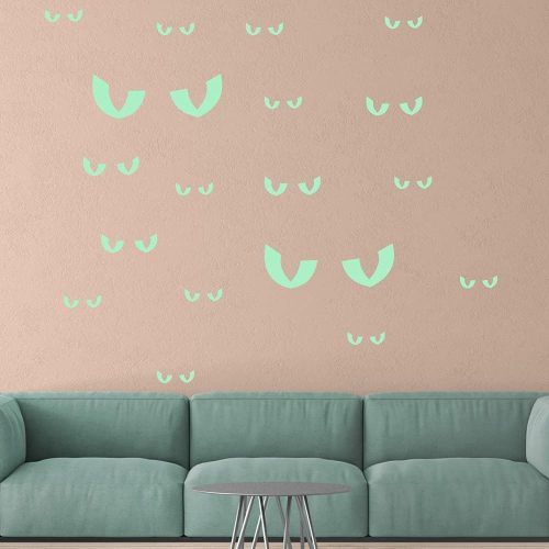 Halloween Wall Decal, 72Pairs Evil Peeping Eyes Fluorescent Luminous Stickers Glow in Dark Waterproof Halloween Stickers for Wall, Window, Ceiling Decoration Party Supplies