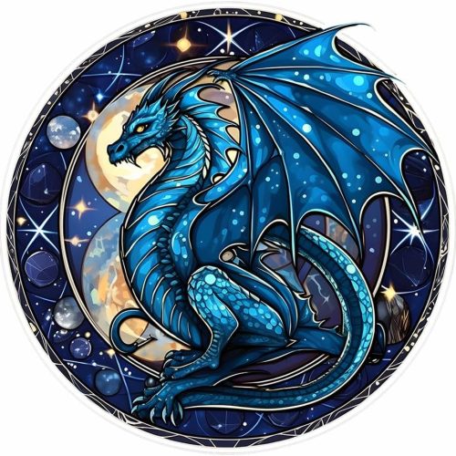 ijbnhd 5D Dragon Stain Glass Diamond Painting Kits-DIY Stain Glass Dragon Diamond Painting-Diamond Art Kits for Adults,for Wall Decor,Holidays Gift 14X14inch