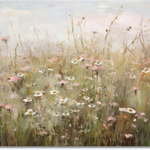QMWIDKL Vintage Wildflower Wall Art Retro Botanical Floral Posters Prints Country Field Landscape Paintings Flowers Pictures Wall Decor for Living Room Bedroom Bathroom Art Unframed (12x16inch)