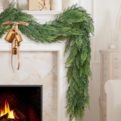 4 Yastouay 5.9Ft Fall Garland for Mantle, Fall Leaves Garland with Lights, Lifelike Pumpkins Pinecones Berries Maple Leaves for Home Table Party Outdoor Thanksgiving Decor