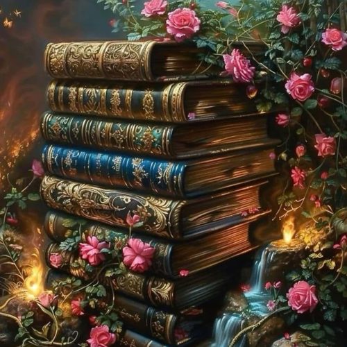 4 MBNTJHT DIY Book Paint by Numbers Kit for Adults,Books Oil Acrylic Painting Kits for Adults Beginners on Canvas,Unframed Flowers Paint by Number Kits for Home Wall Decor 16 X 20 Inch.