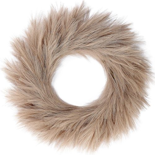 Sggvecsy Pampas Grass Wreath 26’’ Faux Pampas Wreath for All Seasons Artificial Pampas Wreath Christmas Decor Boho Wall Decor for Front Door Farmhouse Fall Autumn Xmas Spring Wreath Decoration (Brown)