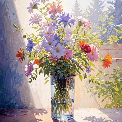 Colourful Flower Paint by Numbers Kit for Adults DIY Flowers Adult Kits for Beginner Acrylic On Canvas Adults' Paint-by-Number Kits Gift Home Wall Decor 16x20 Inch