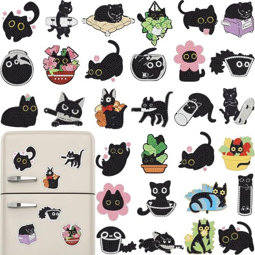 16 Pcs Diamond Painting Magnets Kits Diamond Art Fridge Magnet Refrigerator Sticker Diamond Painting kit for Beginners Adults DIY Art Craft Gifts Home Decors (Christmas)