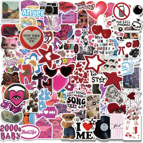 170PCS Y2K Grunge Stickers, Aesthetic Downtown Girls Pack Cool Trendy 2000s for Water Bottle Funny Waterproof Stickers for Teens Adults Vinyl for Laptop Skateboard
