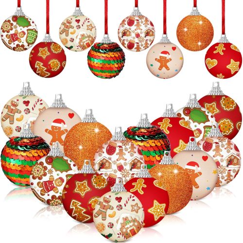Lenwen 16 Pcs Day of The Dead Ball Ornaments Dia De Los Muertos Hanging Skull Ball Decorations Colorful Halloween Hanging Ornaments for Halloween Tree Party Decor