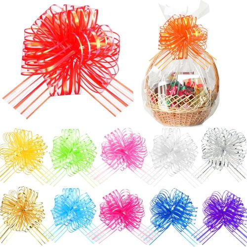 Poen 12 Pieces Large Pull Bow for Gift Wrapping Ribbon Pull Bows for Presents Valentine Wedding Baskets for Wrapping Boxes Flower Decorations(Mixed Color)