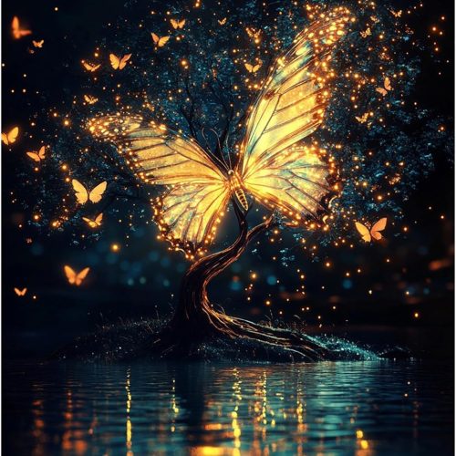 MAXBYE Diamond Art Painting Kits 5D Full Drill, Glowing Butterfly Diamond Art Kits for Adult Beginners, Diamonds Painting Art and Crafts Kit Perfect for Home Wall Decor 12x16inch