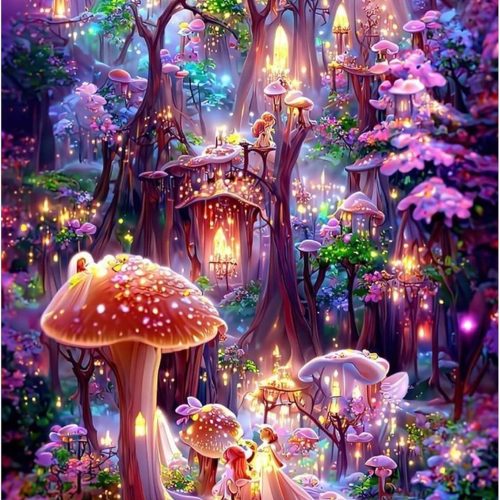 MXJSUA Fantasy Forest Diamond Art Painting Kits for Adults, Fairytale Diamond Art Kits Full Drill Diamond Art Painting Princess Kit for Adults, DIY Crystal Picture Art for Home Decor 12x16 inch