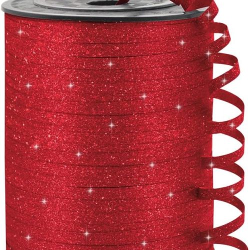 Red Glitter Curling Ribbon, 1/5" Wide x 500 Yards Christmas Curling Ribbons for Gift Wrapping, Party Decoration, Balloon String, Crafting, Balloon Ribbons for Florist Flower (1 Roll)