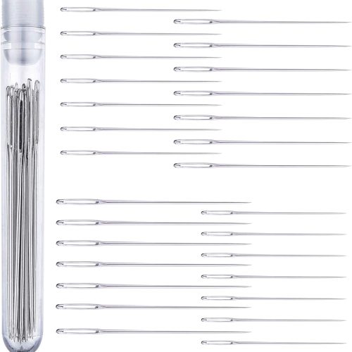 Big Eye Embroidery Needles for Hand Sewing - Four Sizes Set of 28 Large Eye Sewing Needles in Storage Tube