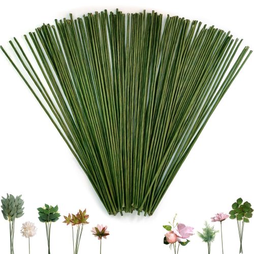 Floral Stem Wire, 100 Pcs, 2 Gauge, 10 Inch, Flower Stems, Artificial Green Crafts Wire Wreath Making Supplies for Flower DIY