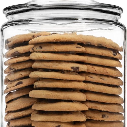 1 Gallon Glass Cookie Jar with Lid – Glass Jar with Lid - Airtight Food Storage Container for Cookies, Candy, Flour, Dog Treats – Clear Large Kitchen Jar for Pantry or Laundry Room