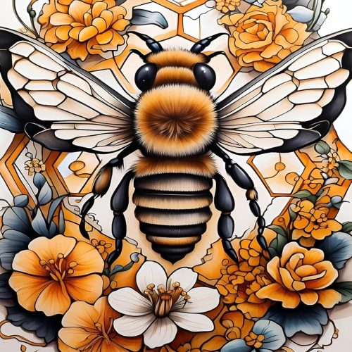 KINPLUB Bee Diamond Painting Kits for Adults, Bee Flowers Diamond Art Kits for Beginners, DIY Full Round Drill Paint by Diamonds, Home Wall Decor 12 x 16 Inch