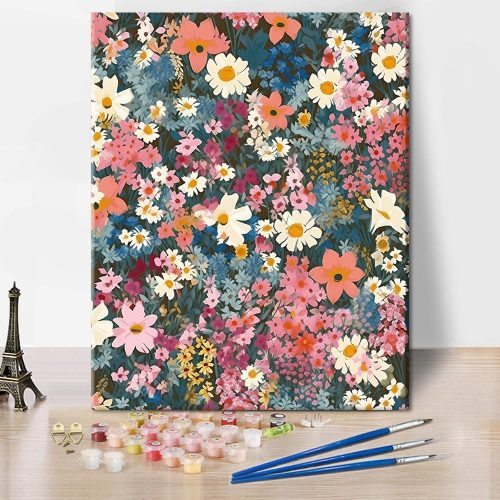 TUMOVO Abstract Paint by Number Flowers Acrylic Painting by Numbers with Brushes Paint Kits for Adults & Kids Art Crafts for Home Walls 16"x20" (Frameless)